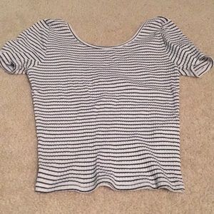 Black and white striped crop top